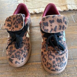Leopard Print Kids Shoes with Black Laces